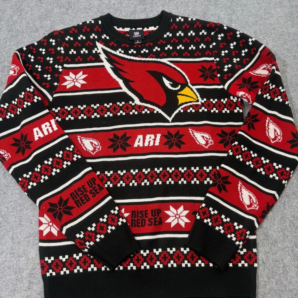 NFL Team Apparel Arizona Cardinals Men's S Black Red Ugly Christmas Sweater